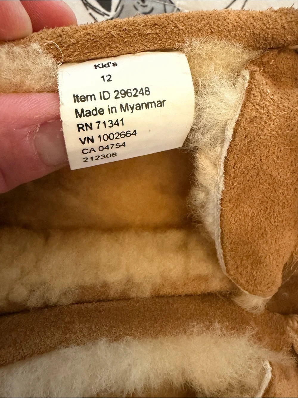 L.L. Bean Chestnut Suede Kids Moccasin Slippers with Shearling
